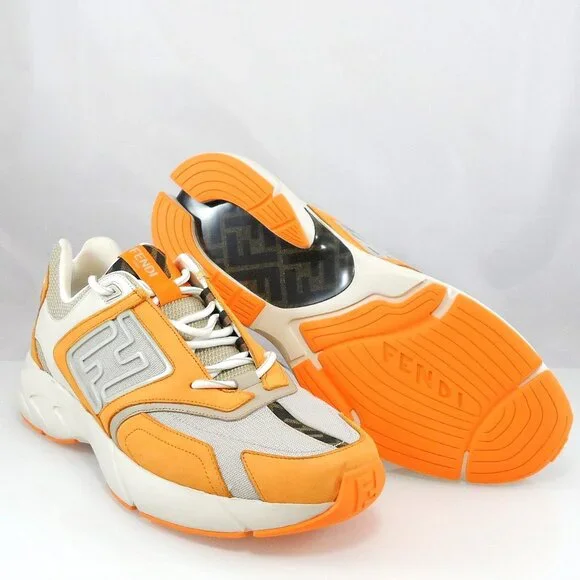 NIB$1350 FENDI FF-logo Textile Leather Faster Runner Low-Top Sneakers 12, US 13 - Picture 15 of 16